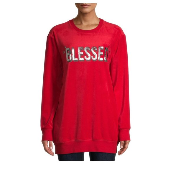 No Boundaries Juniors Graphic "Blessed" Red Pullover Sweatshirt Size XXL - Picture 3 of 6